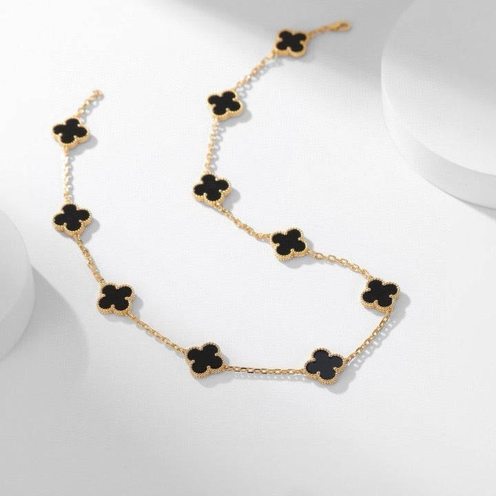 Loco CLOVER 10 MOTIFS ONYX NECKLACE