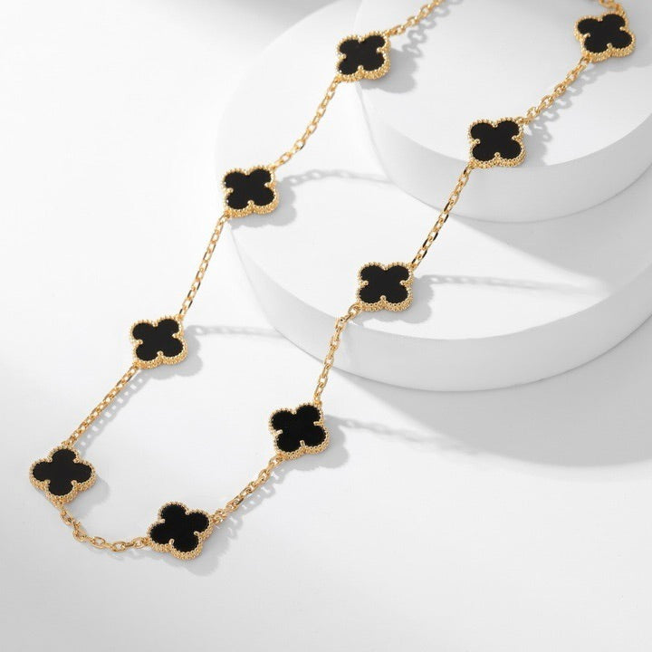 Loco CLOVER 10 MOTIFS ONYX NECKLACE