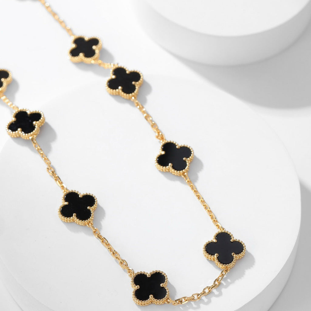 Loco CLOVER 10 MOTIFS ONYX NECKLACE