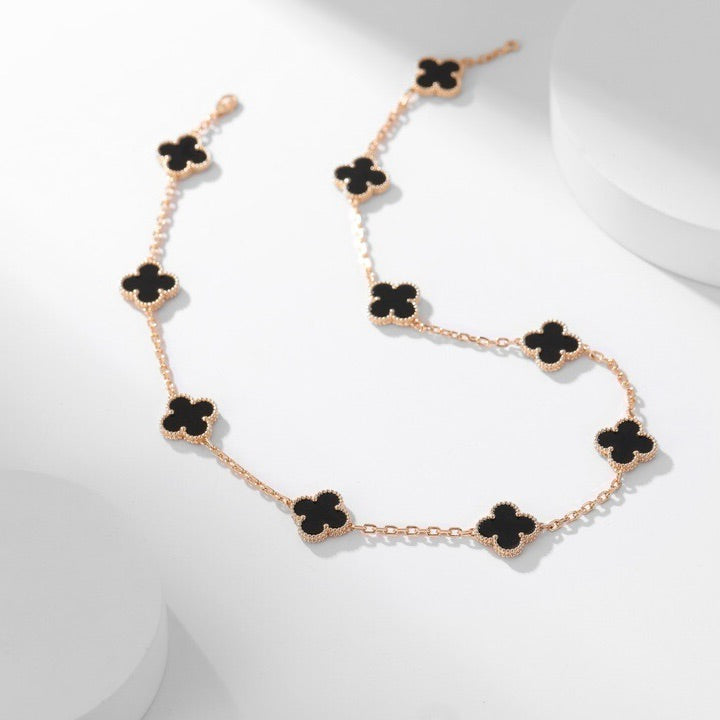 Loco CLOVER 10 MOTIFS ONYX NECKLACE