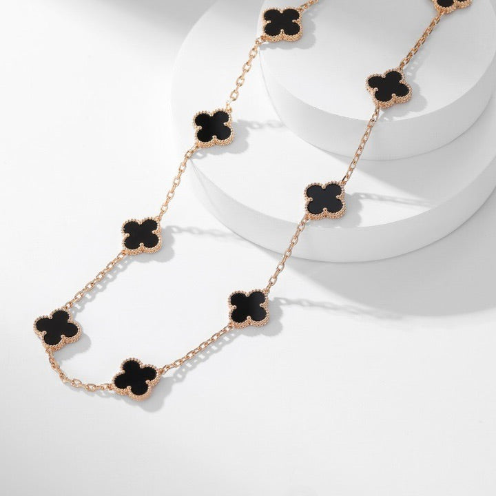 Loco CLOVER 10 MOTIFS ONYX NECKLACE