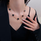 Loco CLOVER 10 MOTIFS ONYX NECKLACE