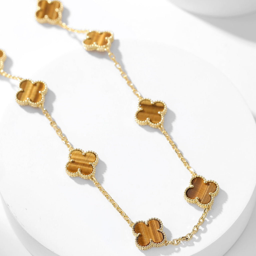 Loco CLOVER 10 MOTIFS TIGER EYE NECKLACE