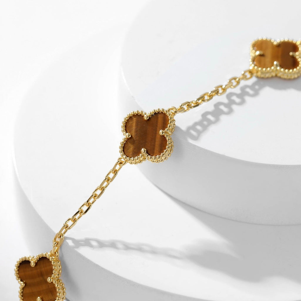 Loco CLOVER 10 MOTIFS TIGER EYE NECKLACE