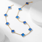 Loco CLOVER 10 MOTIFS BLUE AGATE NECKLACE
