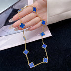 Loco CLOVER 10 MOTIFS BLUE AGATE NECKLACE
