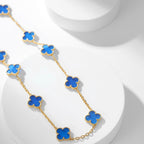Loco CLOVER 10 MOTIFS BLUE AGATE NECKLACE
