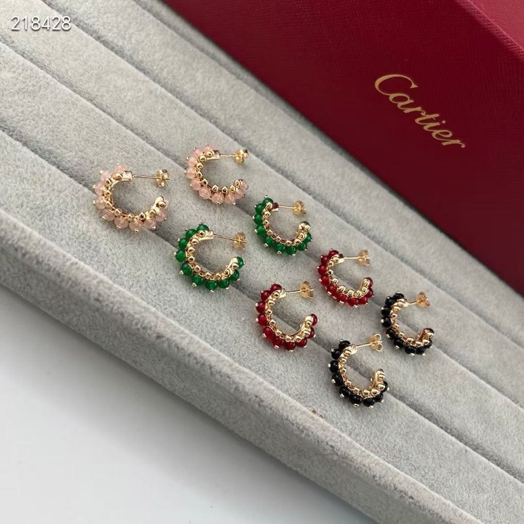 [Loco ] NEW COLORED GEMSTONE COLLECTION SMALL HOOP EARRINGS