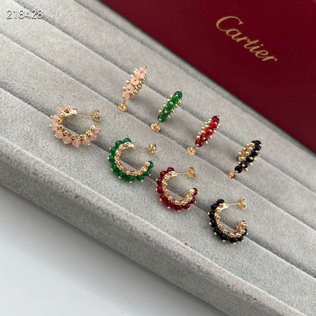[Loco ] NEW COLORED GEMSTONE COLLECTION SMALL HOOP EARRINGS