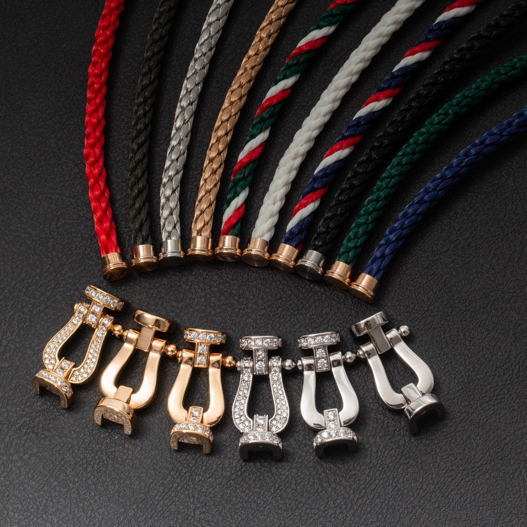 Loco FORCE LARGE HORSESHOE HALF DIAMOND BRACELET ROSE GOLD
