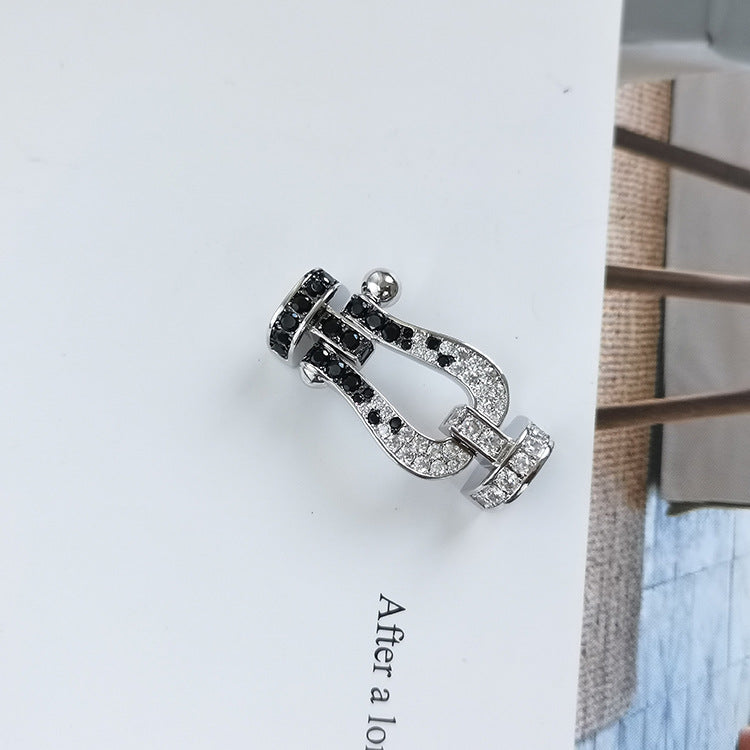 Loco FORCE LARGE HORSESHOE BLACK WHITE DIAMOND BRACELET ROSE GOLD