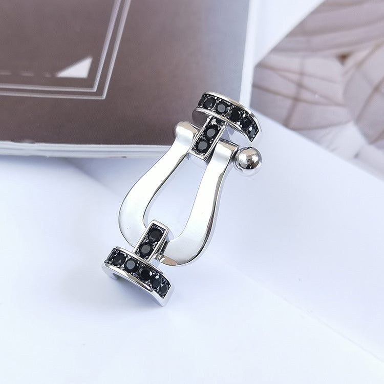 Loco FORCE LARGE HORSESHOE BLACK DIAMOND BRACELET SILVER