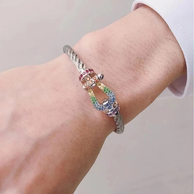 Loco FORCE LARGE HORSESHOE  COLORED DIAMOND BRACELET ROSE GOLD