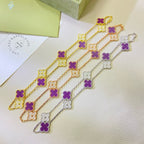 Loco CLOVER 10 MOTIFS  PURPLE VIOLET DIAMOND NECKLACE