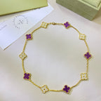 Loco CLOVER 10 MOTIFS  PURPLE VIOLET DIAMOND NECKLACE