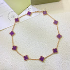 Loco CLOVER 10 MOTIFS  PURPLE VIOLET  NECKLACE