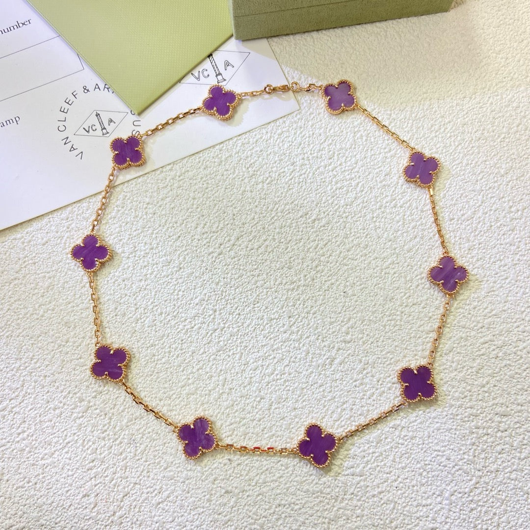 Loco CLOVER 10 MOTIFS  PURPLE VIOLET  NECKLACE