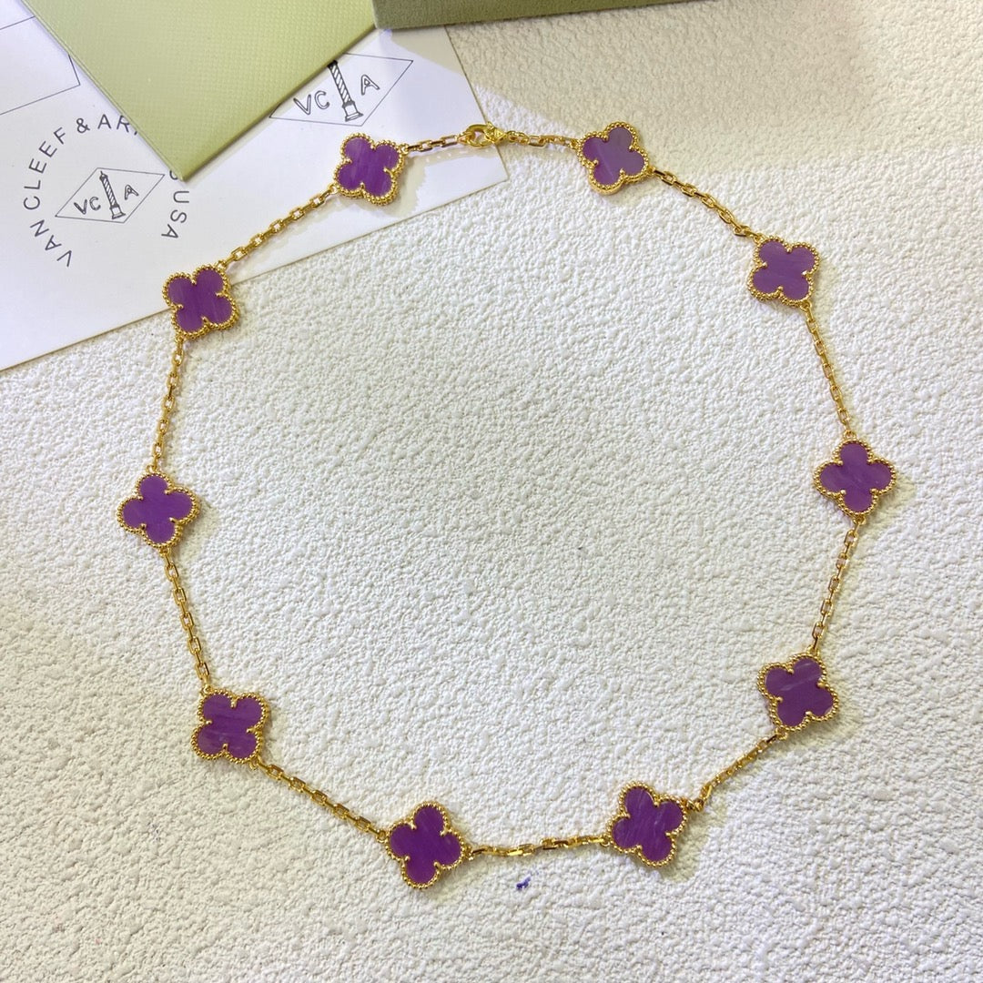 Loco CLOVER 10 MOTIFS  PURPLE VIOLET  NECKLACE