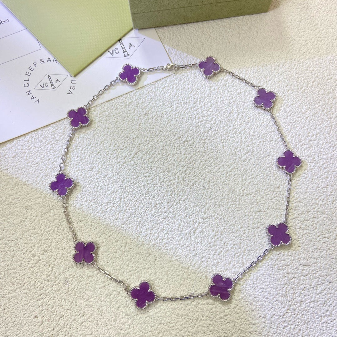 Loco CLOVER 10 MOTIFS  PURPLE VIOLET  NECKLACE