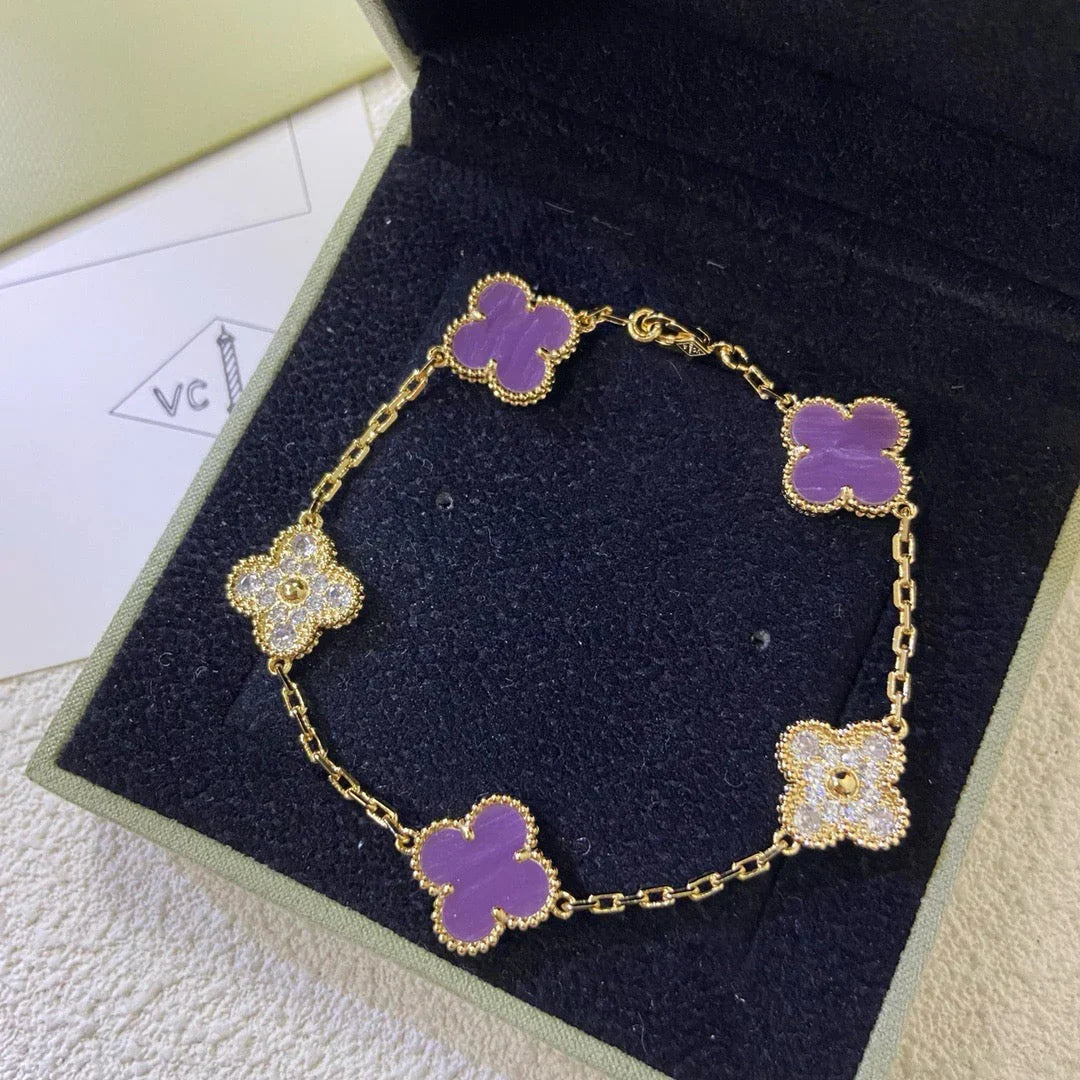 [Loco ]New  CLOVER 5 MOTIF VIOLET BRACELET COLLECTION
