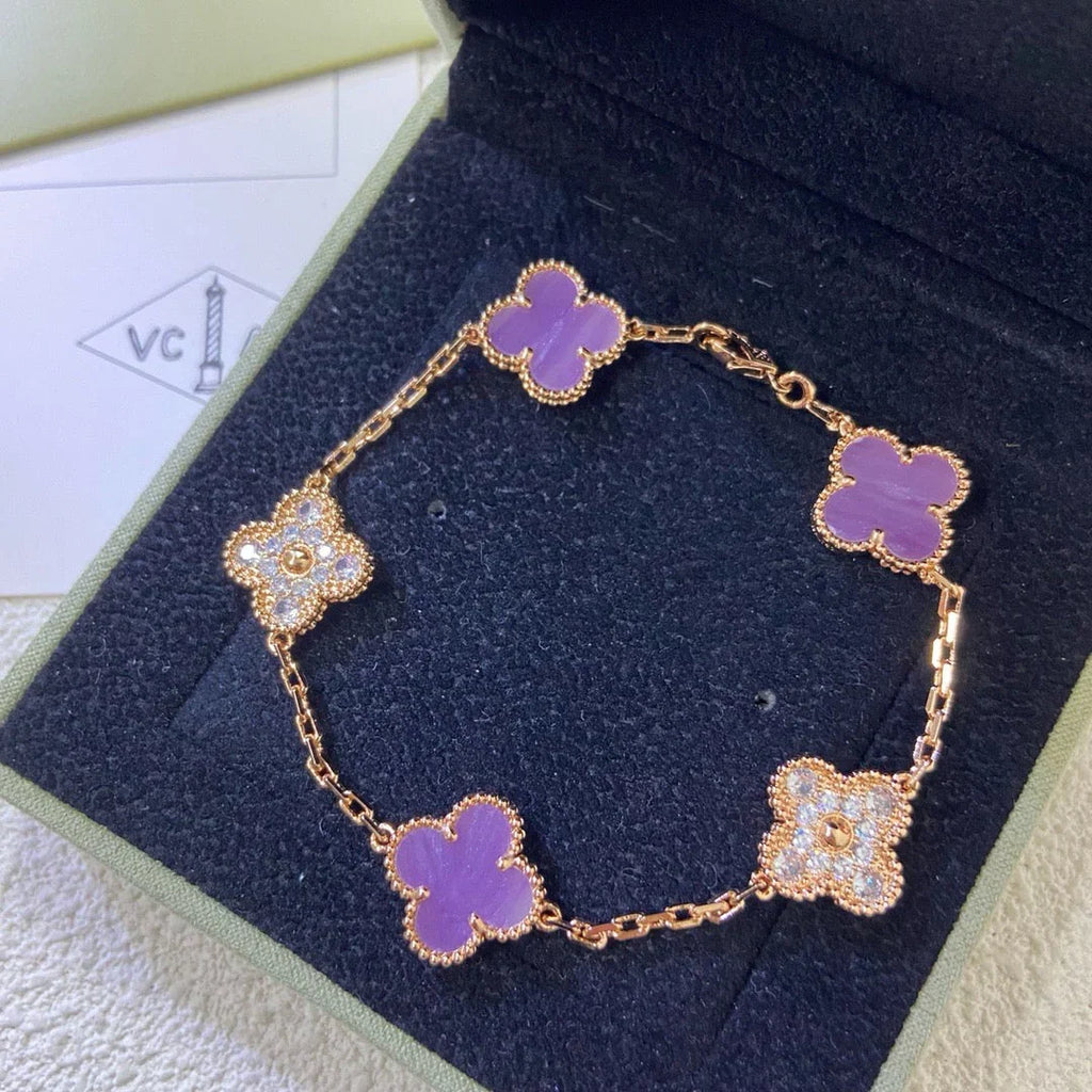 [Loco ]New  CLOVER 5 MOTIF VIOLET BRACELET COLLECTION