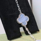 [Loco ]New  CLOVER 5 MOTIF PURPLE CHALCEDONY BRACELET COLLECTION