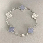 [Loco ]New  CLOVER 5 MOTIF PURPLE CHALCEDONY BRACELET COLLECTION