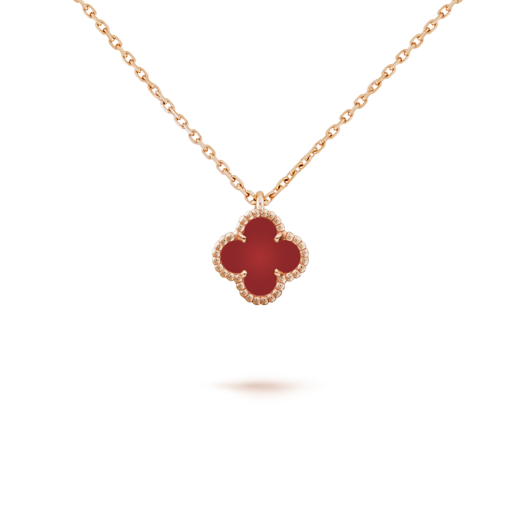 Loco CLOVER MINI 9.5MM WHITE CARNELIANS NECKLACE