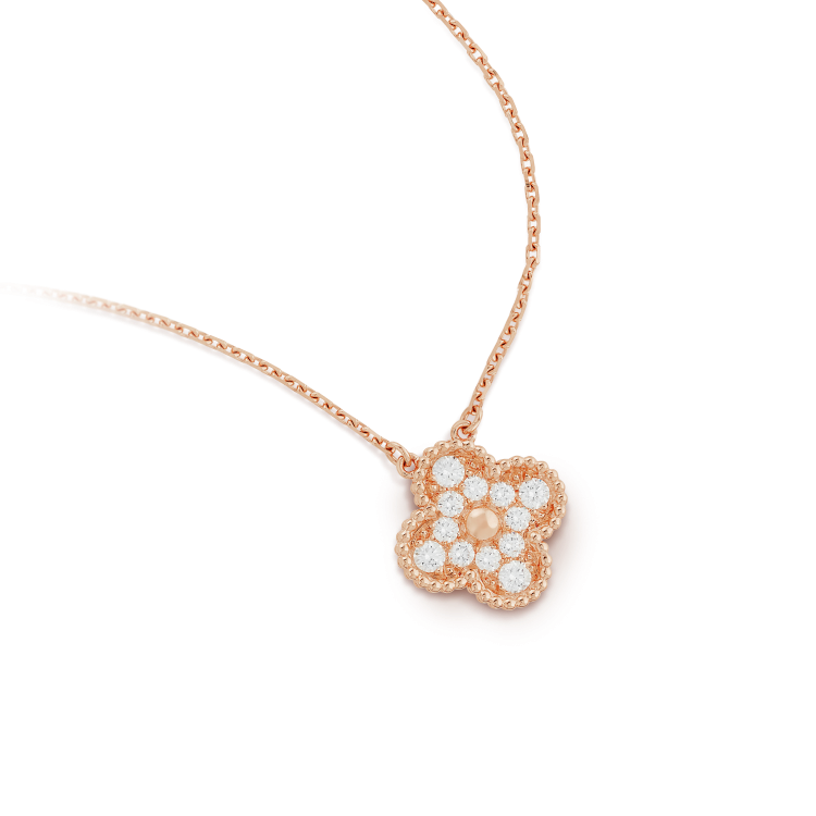 Loco CLOVER 15MM DIAMOND SINGLE FLOWER NECKLACE