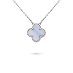 Loco CLOVER 15MM BLUE CHALCEDONY NECKLACE SILVER
