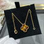 Loco CLOVER 15MM DIAMOND AND YELLOW TIGER'S EYE AGATE necklace