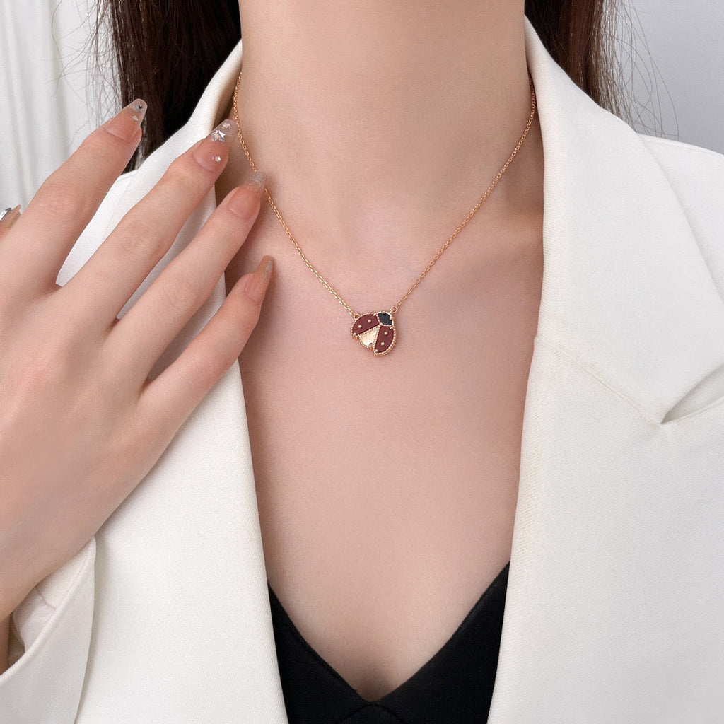 Loco LUCKY  CARNELIANS LADYBUG NECKLACE