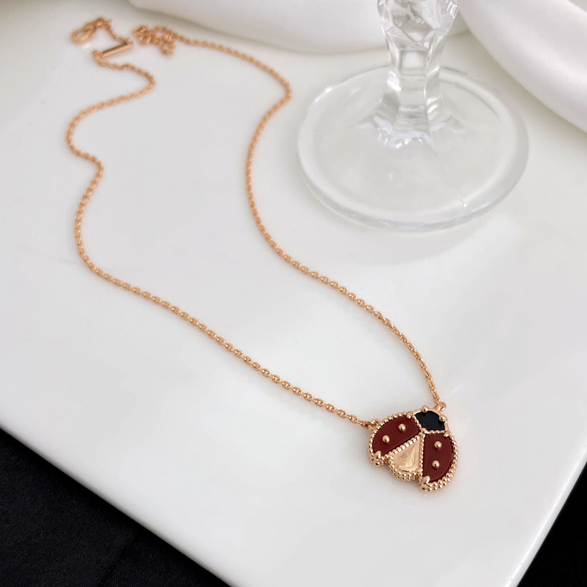 Loco LUCKY  CARNELIANS LADYBUG NECKLACE