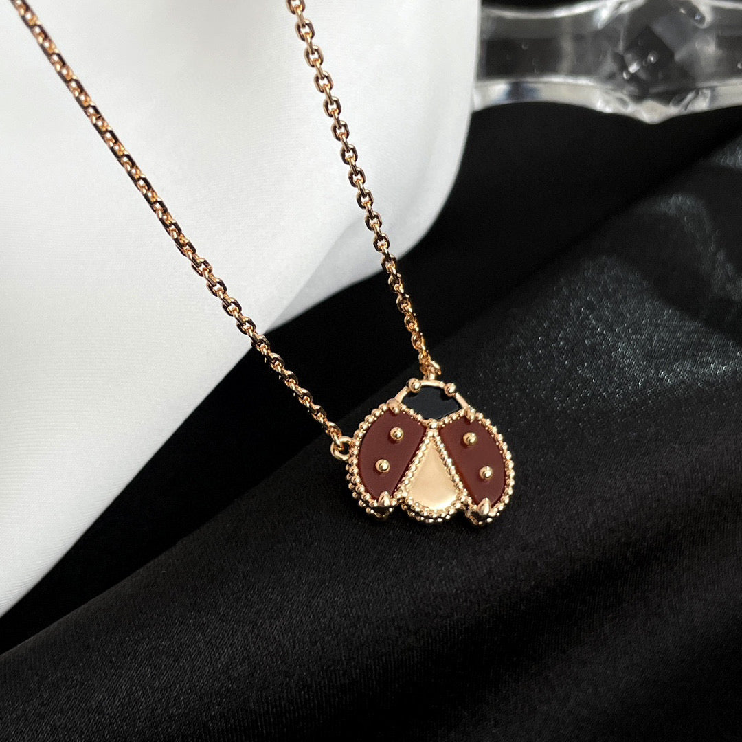 Loco LUCKY  CARNELIANS LADYBUG NECKLACE