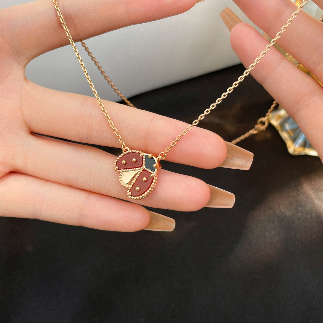 Loco LUCKY  CARNELIANS LADYBUG NECKLACE