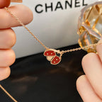 Loco LUCKY  CARNELIANS LADYBUG NECKLACE