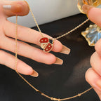 Loco LUCKY  CARNELIANS LADYBUG NECKLACE