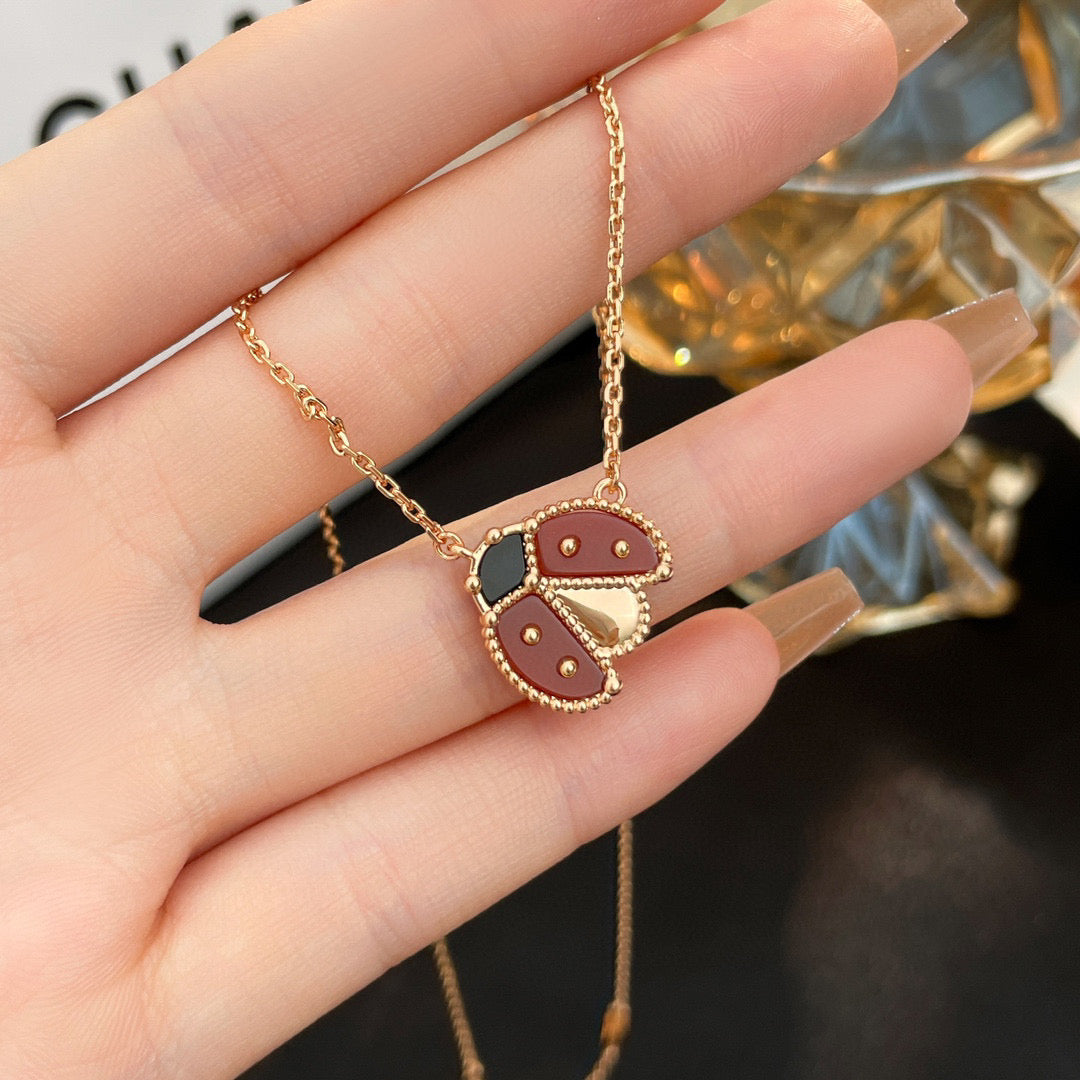 Loco LUCKY  CARNELIANS LADYBUG NECKLACE
