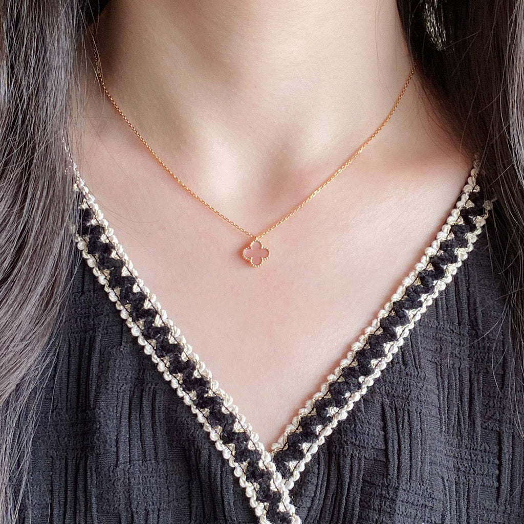 Loco CLOVER 15MM PINK MOTHER-OF-PEARL SINGLE FLOWER NECKLACE