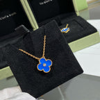 Loco CLOVER 15MM DIAMOND AND BLUE AGATE NECKLACE