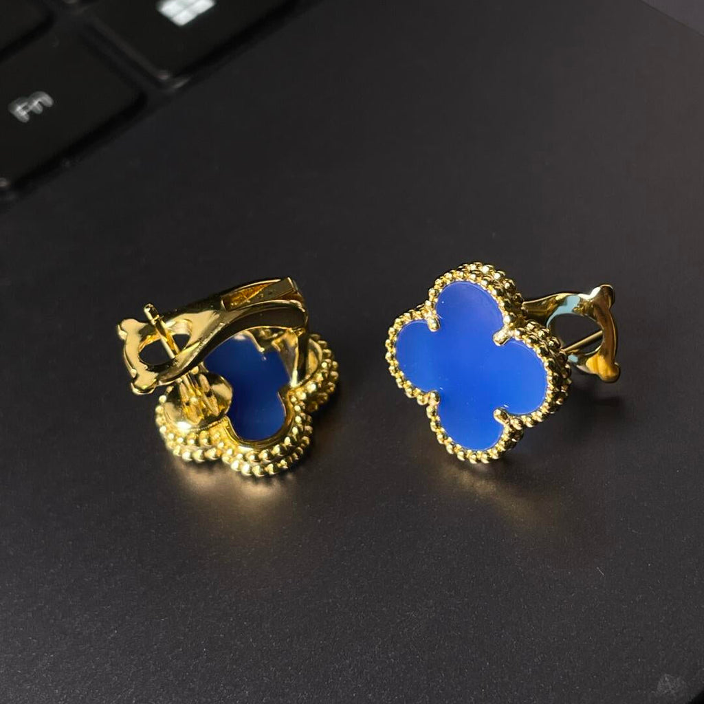 [Loco ] CLOVER LARGE (20mm) 1 MOTIFS BLUE MOP STUD EARRINGS