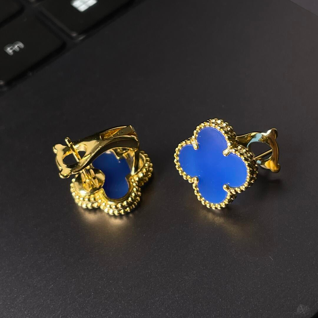 [Loco ] CLOVER LARGE (20mm) 1 MOTIFS BLUE MOP STUD EARRINGS