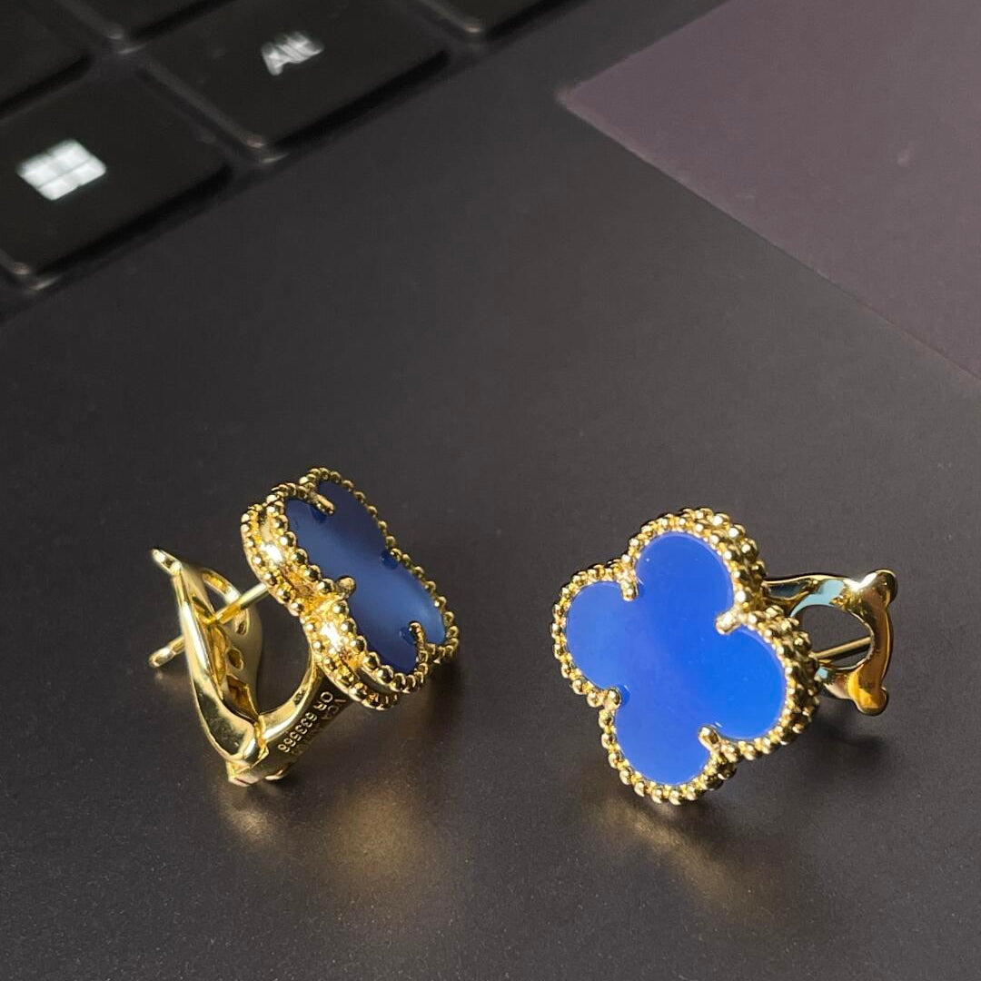 [Loco ] CLOVER LARGE (20mm) 1 MOTIFS BLUE MOP STUD EARRINGS