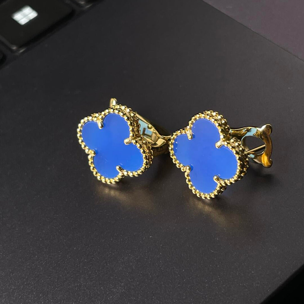 [Loco ] CLOVER LARGE (20mm) 1 MOTIFS BLUE MOP STUD EARRINGS