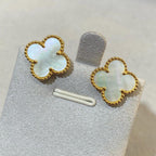 [Loco ] CLOVER LARGE (20mm) 1 MOTIFS WHITE MOP STUD EARRINGS