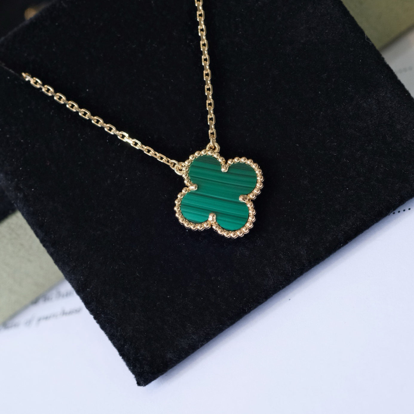 Loco CLOVER 15MM MALACHITE SINGLE FLOWER  NECKLACE