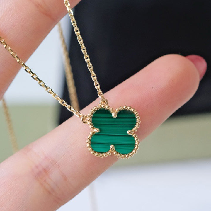 Loco CLOVER 15MM MALACHITE SINGLE FLOWER  NECKLACE
