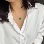 Loco CLOVER 15MM MALACHITE SINGLE FLOWER  NECKLACE
