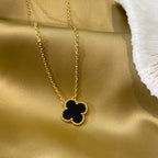 Loco CLOVER 15MM BLACK ONYX SINGLE FLOWER NECKLACE