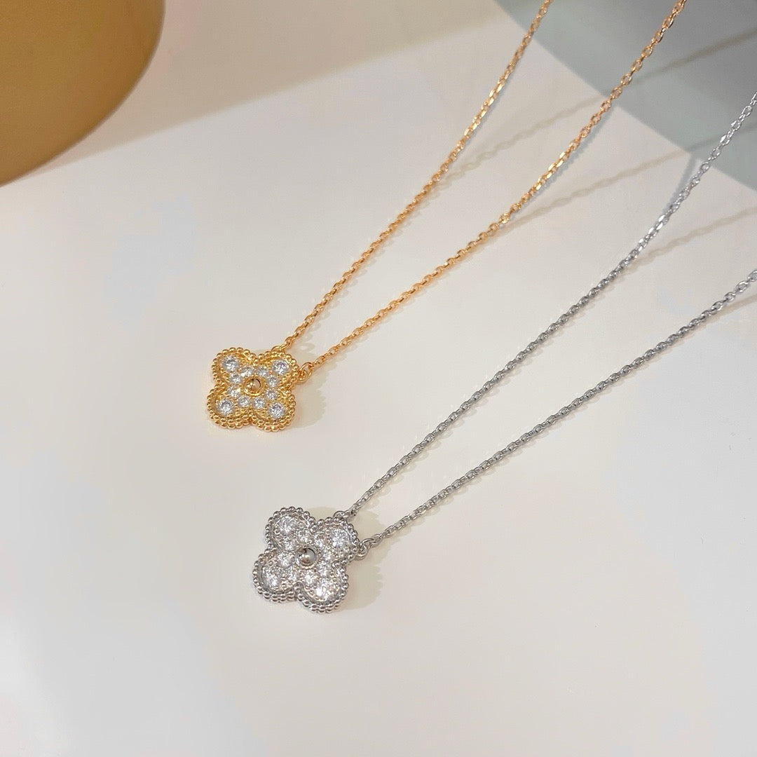 Loco CLOVER 15MM DIAMOND SINGLE FLOWER NECKLACE